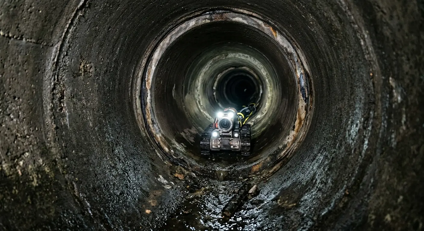 Robotic sewer camera inspecting pipe interior for Sewer Line Repair in Mitchell